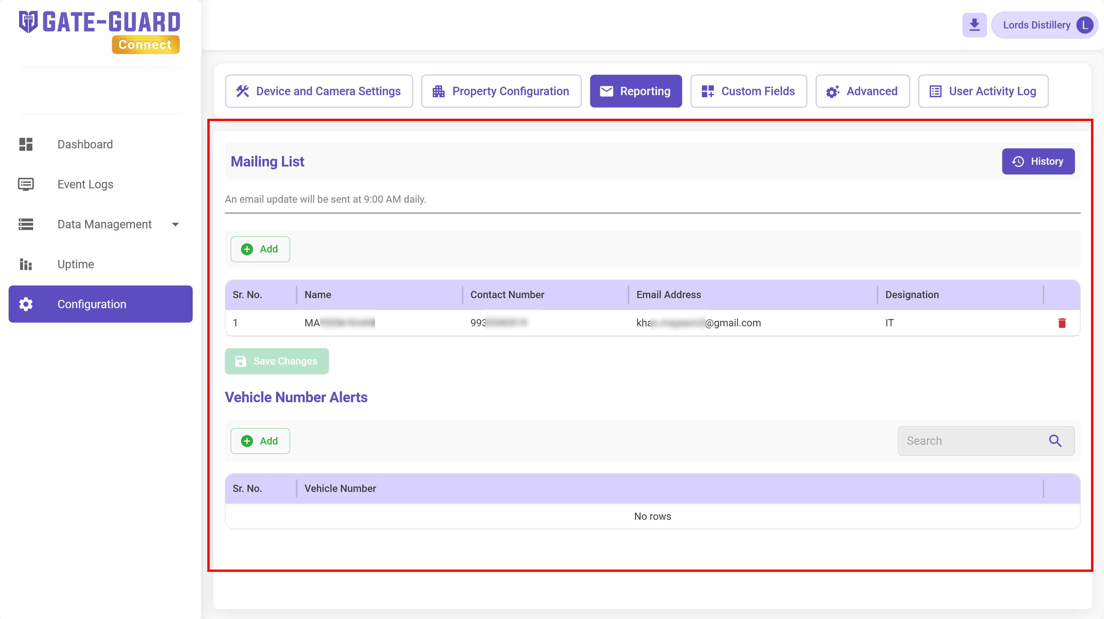 Automated reporting in GateGuard Connect