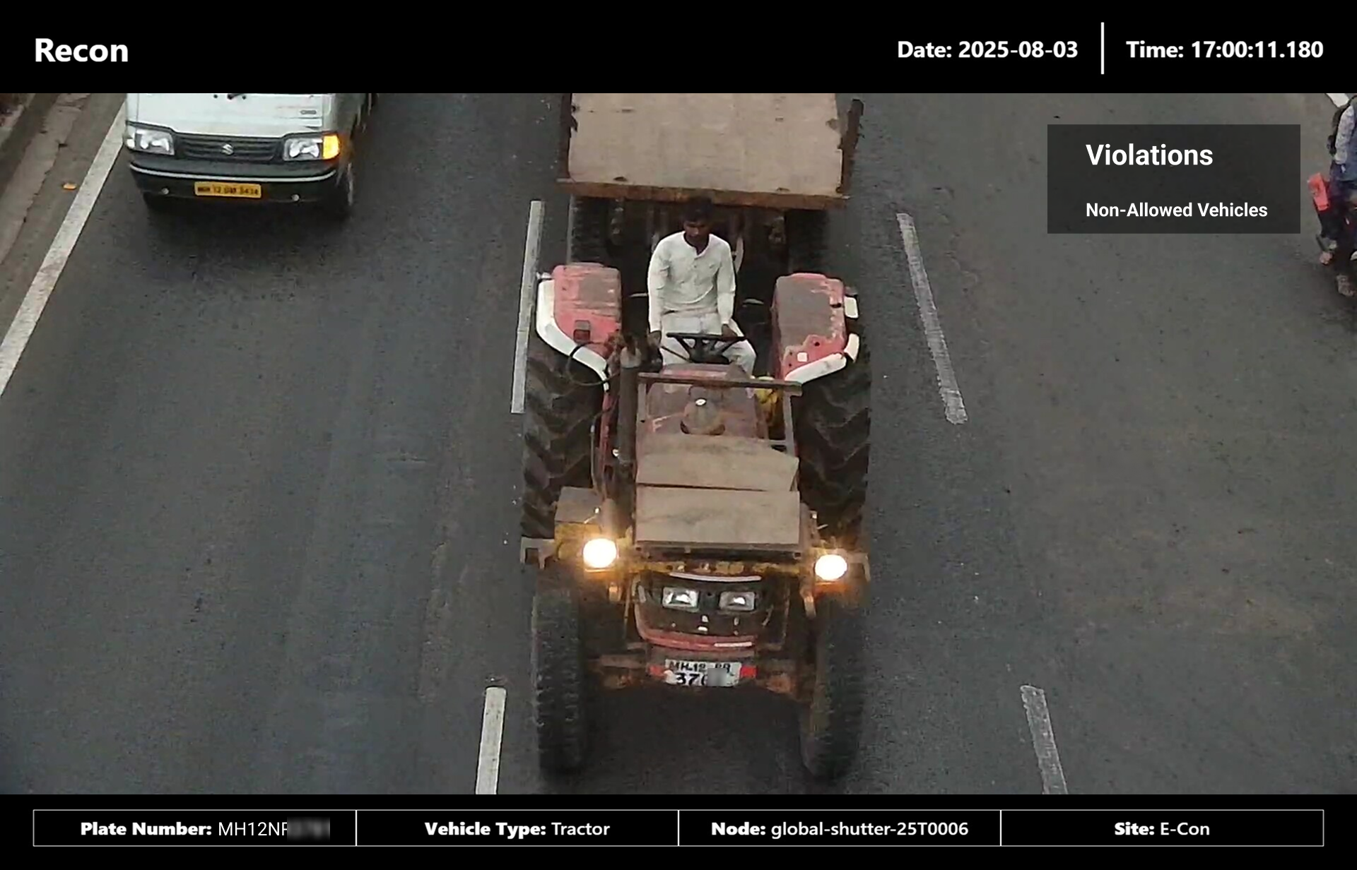 Non-Allowed Vehicles evidence: day capture 1