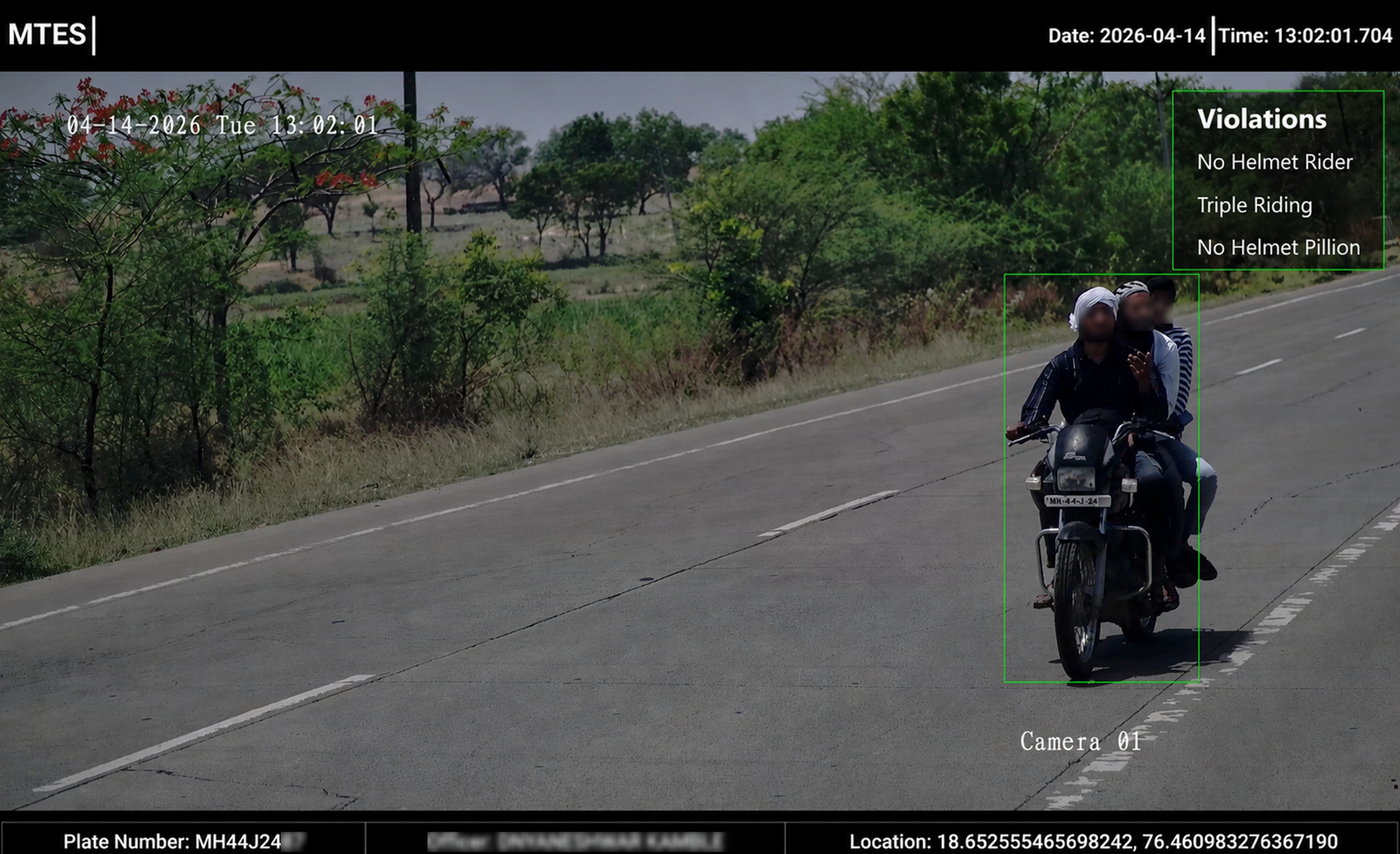 No helmet rider and pillion detection