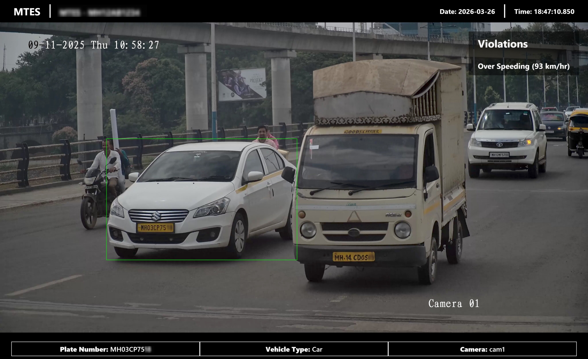 Overspeeding evidence capture