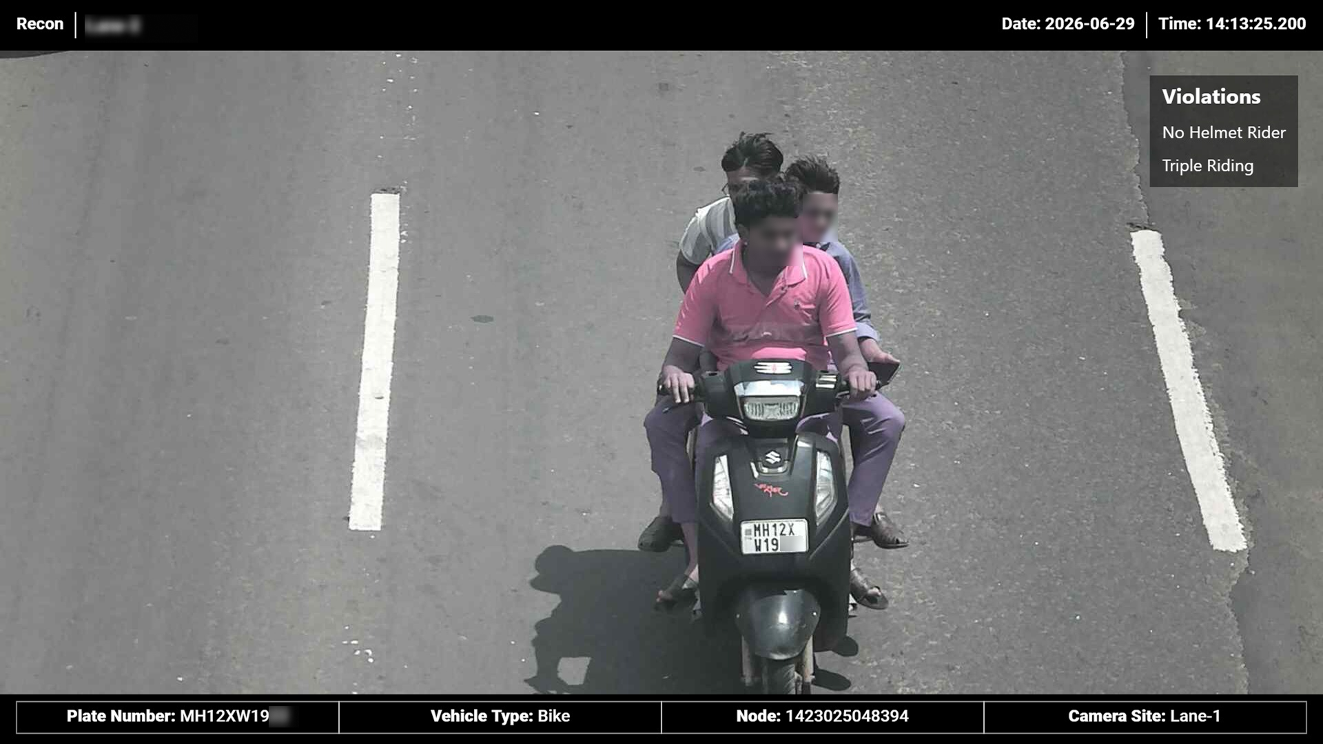 Triple riding violation evidence